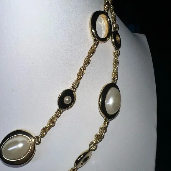 Talbots Double Chain With Faux Pearls - Picture 4 of 8